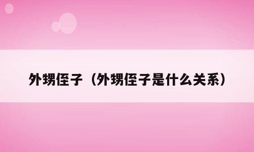外甥侄子（外甥侄子是什么关系）