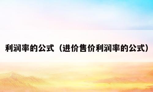 利润率的公式（进价售价利润率的公式）