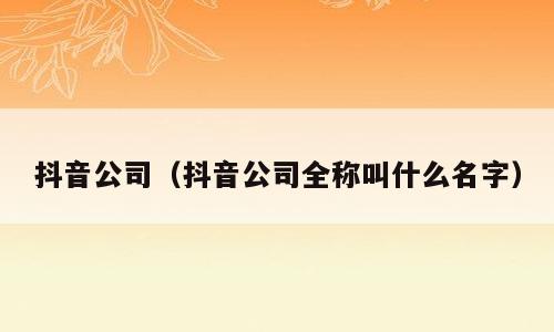 抖音公司（抖音公司全称叫什么名字）