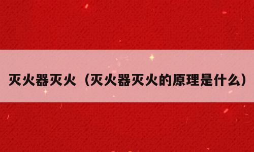 灭火器灭火（灭火器灭火的原理是什么）