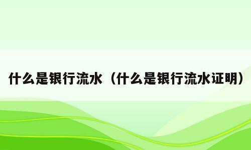 什么是银行流水（什么是银行流水证明）