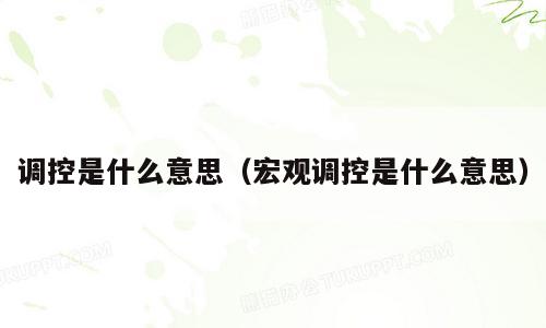 调控是什么意思（宏观调控是什么意思）