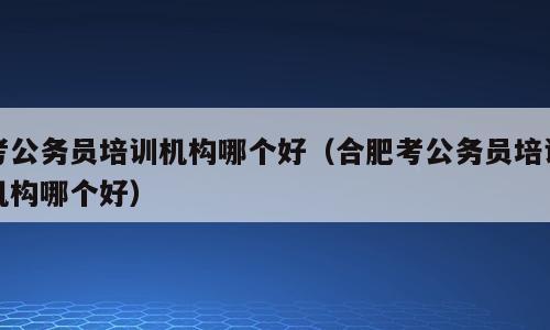考公务员培训机构哪个好（合肥考公务员培训机构哪个好）