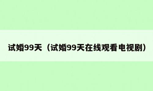 试婚99天（试婚99天在线观看电视剧）