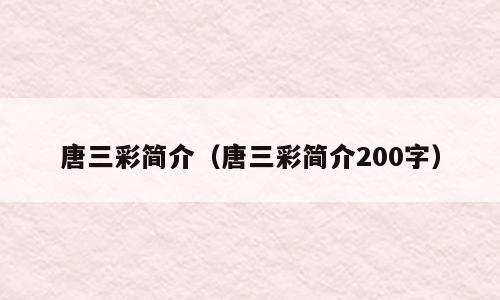 唐三彩简介（唐三彩简介200字）