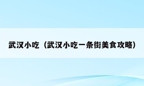 武汉小吃（武汉小吃一条街美食攻略）