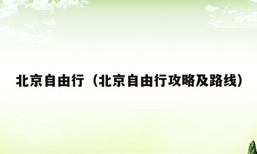 北京自由行（北京自由行攻略及路线）
