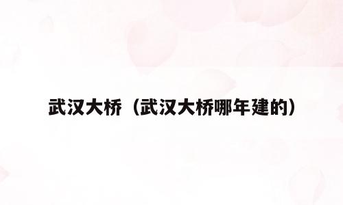 武汉大桥（武汉大桥哪年建的）