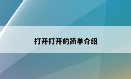 打开打开的简单介绍