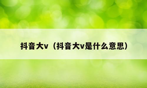 抖音大v（抖音大v是什么意思）