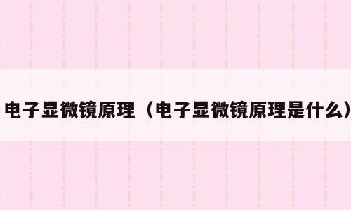 电子显微镜原理（电子显微镜原理是什么）