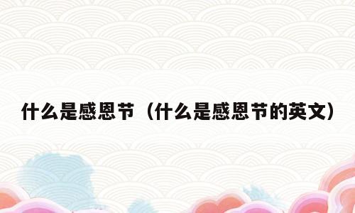 什么是感恩节（什么是感恩节的英文）