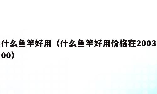 什么鱼竿好用（什么鱼竿好用价格在200300）