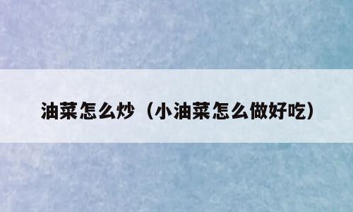 油菜怎么炒（小油菜怎么做好吃）