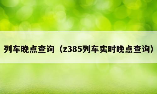 列车晚点查询（z385列车实时晚点查询）