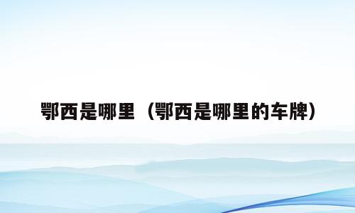 鄂西是哪里（鄂西是哪里的车牌）
