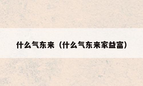 什么气东来（什么气东来家益富）
