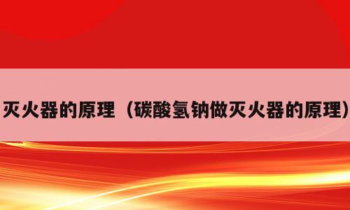 灭火器的原理（碳酸氢钠做灭火器的原理）