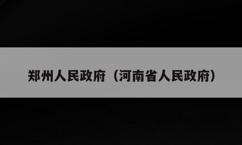郑州人民政府（河南省人民政府）