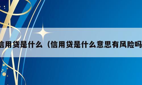 信用贷是什么（信用贷是什么意思有风险吗）