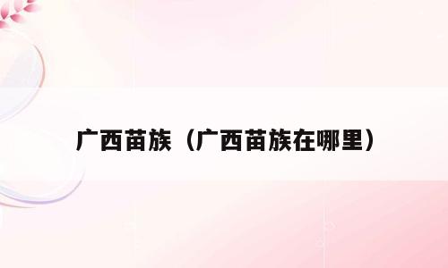 广西苗族（广西苗族在哪里）