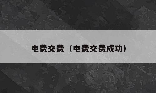 电费交费（电费交费成功）