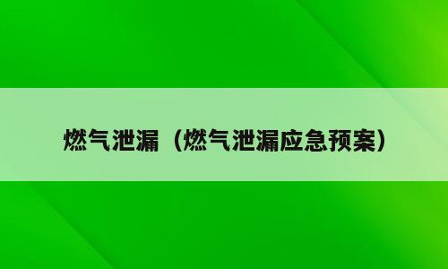 燃气泄漏（燃气泄漏应急预案）