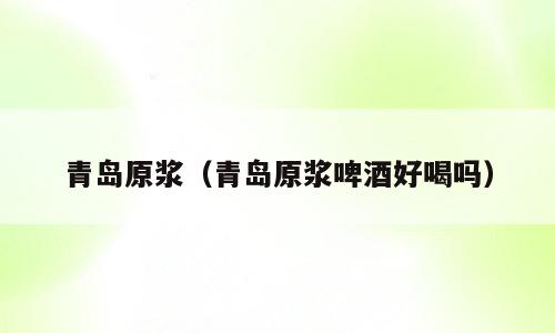 青岛原浆（青岛原浆啤酒好喝吗）