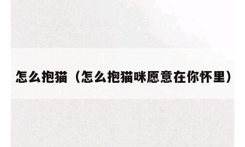 怎么抱猫（怎么抱猫咪愿意在你怀里）