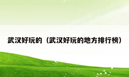 武汉好玩的（武汉好玩的地方排行榜）
