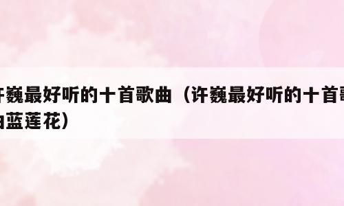 许巍最好听的十首歌曲（许巍最好听的十首歌曲蓝莲花）