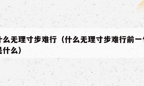 什么无理寸步难行（什么无理寸步难行前一句是什么）