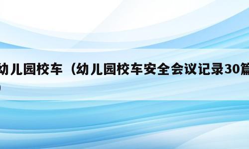 幼儿园校车（幼儿园校车安全会议记录30篇）