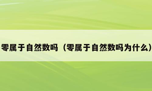 零属于自然数吗（零属于自然数吗为什么）