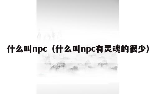 什么叫npc（什么叫npc有灵魂的很少）