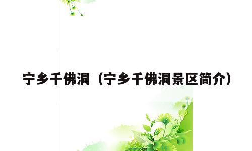 宁乡千佛洞（宁乡千佛洞景区简介）