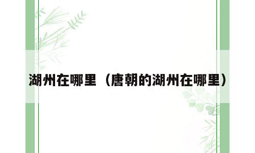 湖州在哪里（唐朝的湖州在哪里）
