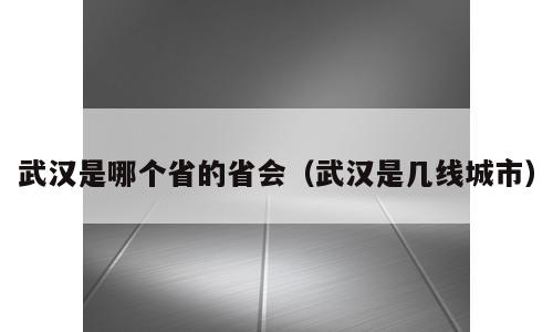 武汉是哪个省的省会（武汉是几线城市）