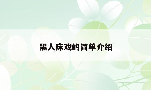 黑人床戏的简单介绍