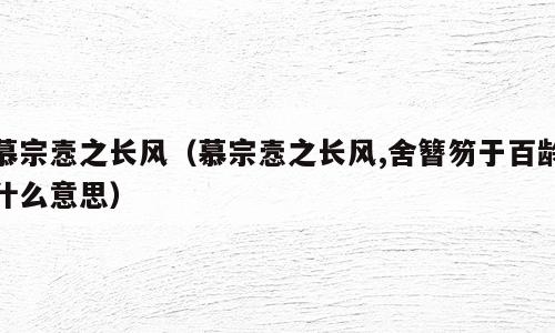 慕宗悫之长风（慕宗悫之长风,舍簪笏于百龄什么意思）