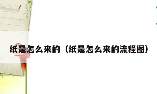 纸是怎么来的（纸是怎么来的流程图）