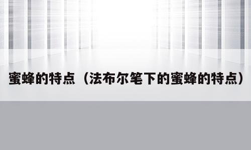 蜜蜂的特点（法布尔笔下的蜜蜂的特点）
