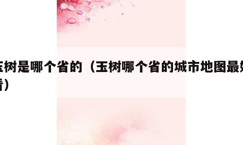 玉树是哪个省的（玉树哪个省的城市地图最好看）