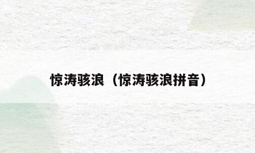 惊涛骇浪（惊涛骇浪拼音）