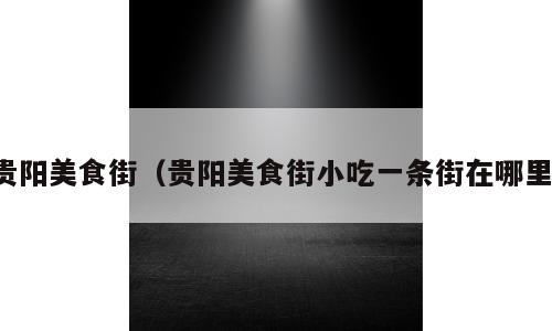 贵阳美食街（贵阳美食街小吃一条街在哪里）