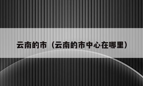 云南的市（云南的市中心在哪里）