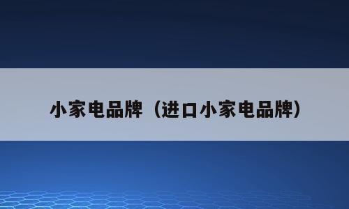小家电品牌（进口小家电品牌）