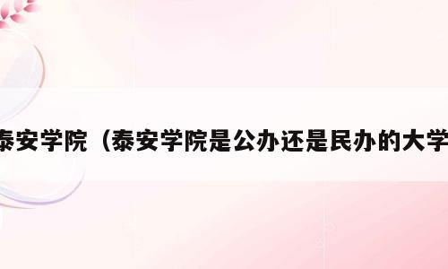 泰安学院（泰安学院是公办还是民办的大学）