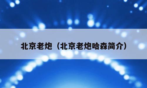 北京老炮（北京老炮哈森简介）