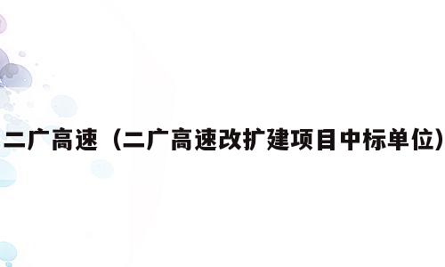 二广高速（二广高速改扩建项目中标单位）